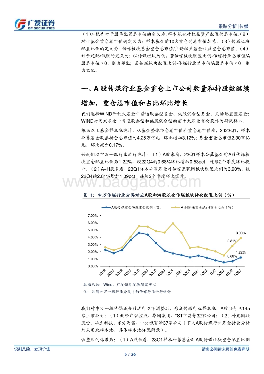 20230427_广发证券_传媒互联网行业23Q1基金持仓：A股重仓总市值环比增加港股资产有所分化_27页.pdf_第5页
