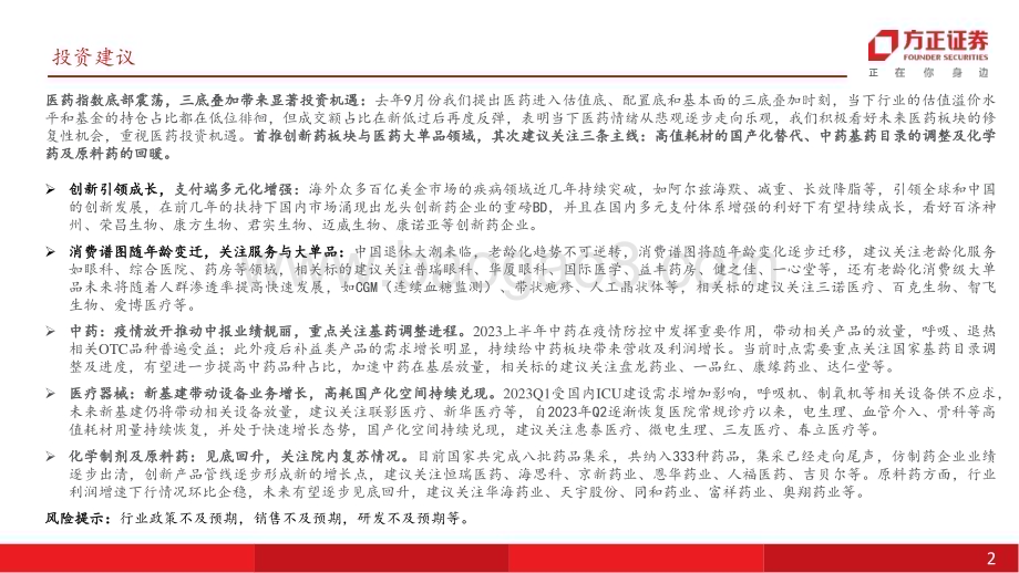 20231028_方正证券_医药生物行业证券研究报告：创新引领成长老龄化消费带来投资新机遇_43页.pdf_第2页