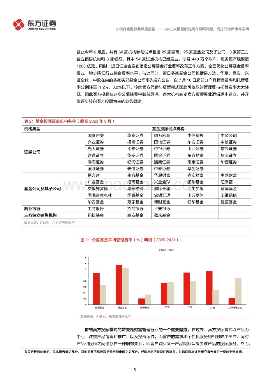 20230919_东方证券_非银行金融行业买方投顾转型专题报告：AIGC大模型赋能买方投顾转型或打开全新市场空间_23页.pdf_第5页