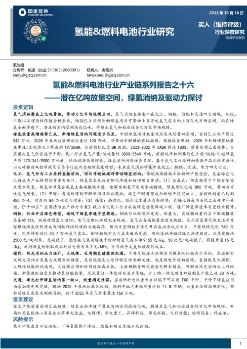 20231018_国金证券_氢能&燃料电池行业证券研究报告：潜在亿吨放量空间绿氢消纳及驱动力探讨_36页.pdf