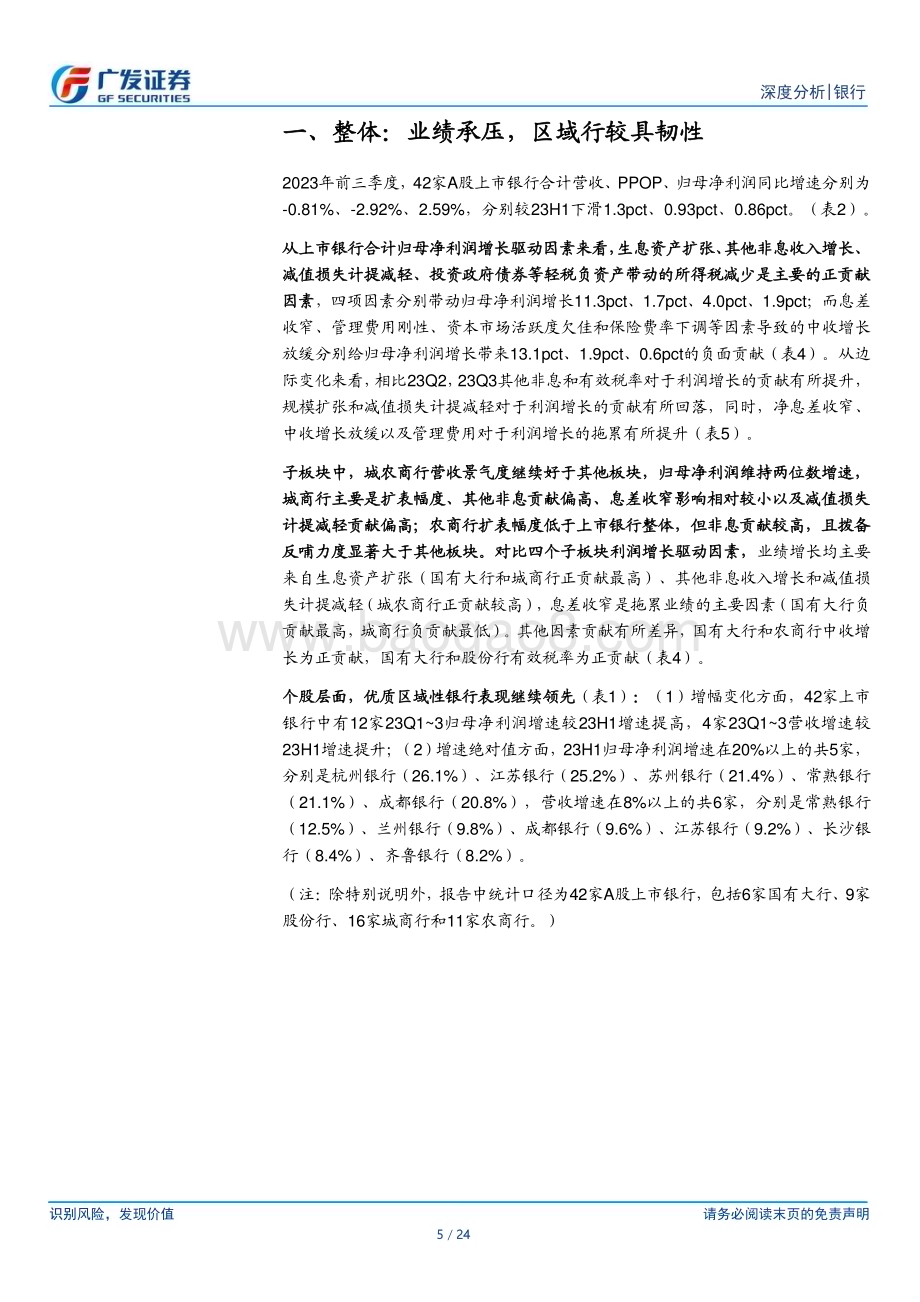 20231031_广发证券_银行行业证券研究报告：业绩承压资产质量稳健_24页.pdf_第5页