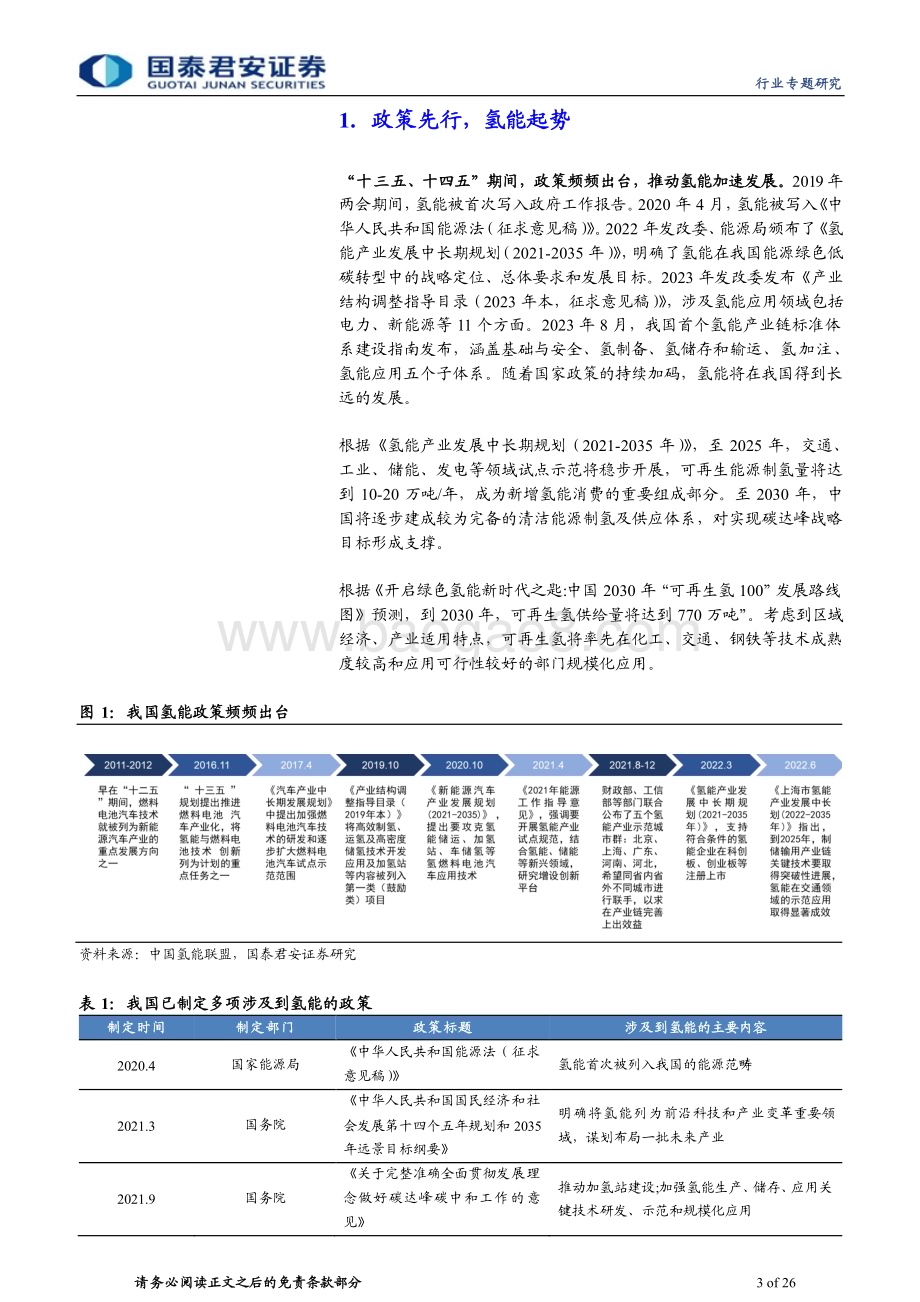 20230927_国泰君安证券_制氢行业专题报告：碱性槽和PEM并行电解水制氢日渐成熟_26页.pdf_第3页