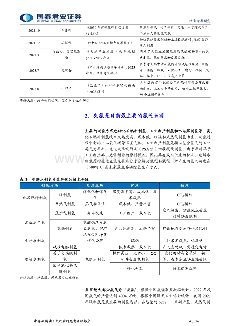 20230927_国泰君安证券_制氢行业专题报告：碱性槽和PEM并行电解水制氢日渐成熟_26页.pdf_第4页