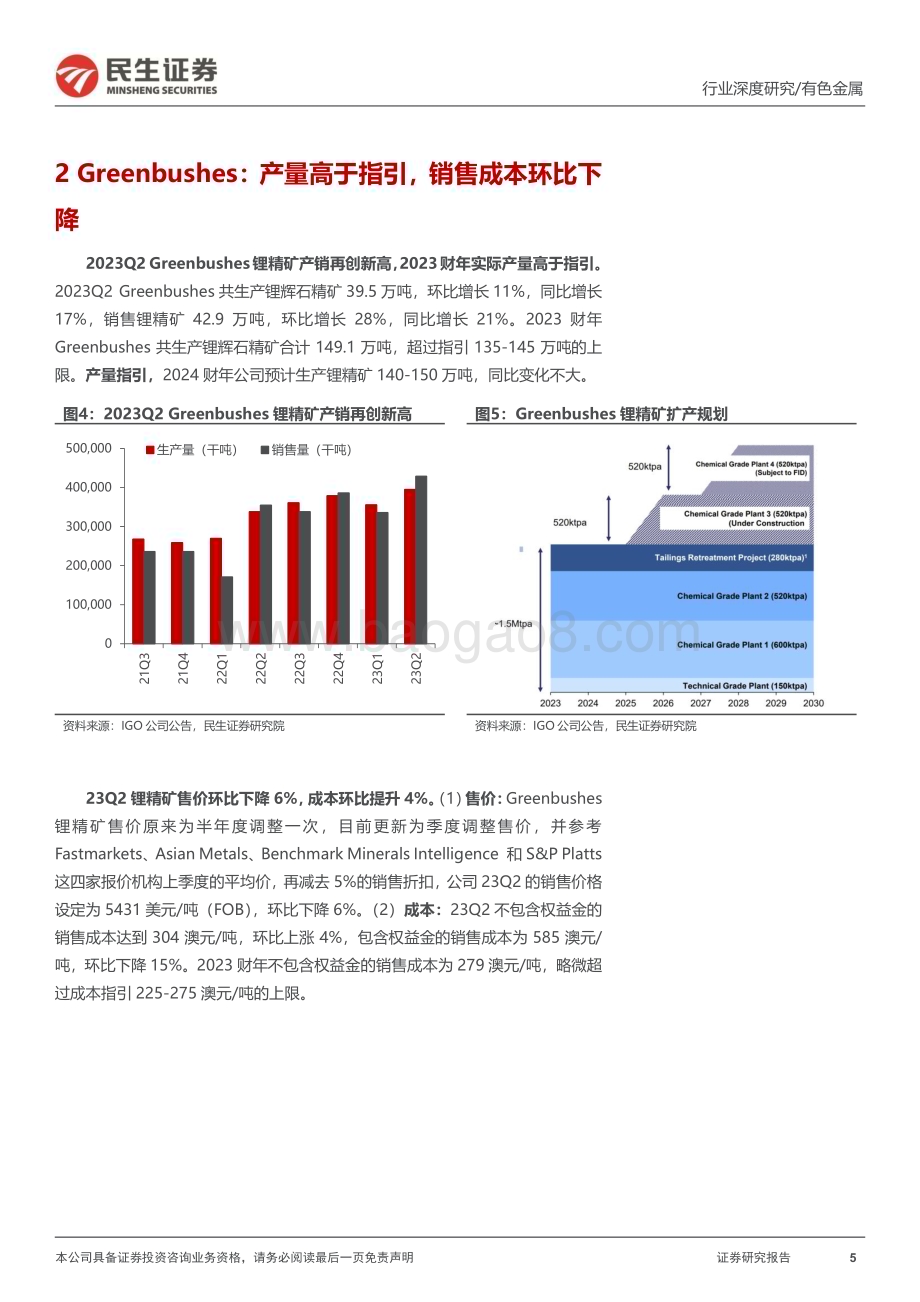 20231012_民生证券_有色金属行业证券研究报告：澳洲锂矿23Q2跟踪供给持续放量资源为王行业再现大并购_26页.pdf_第5页