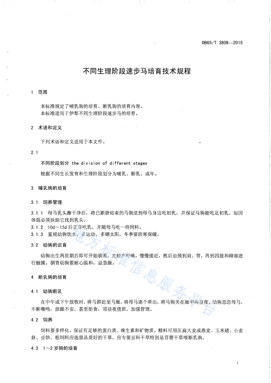 不同生理阶段速步马培育技术规程DB65／T 3809-2015.pdf_第3页