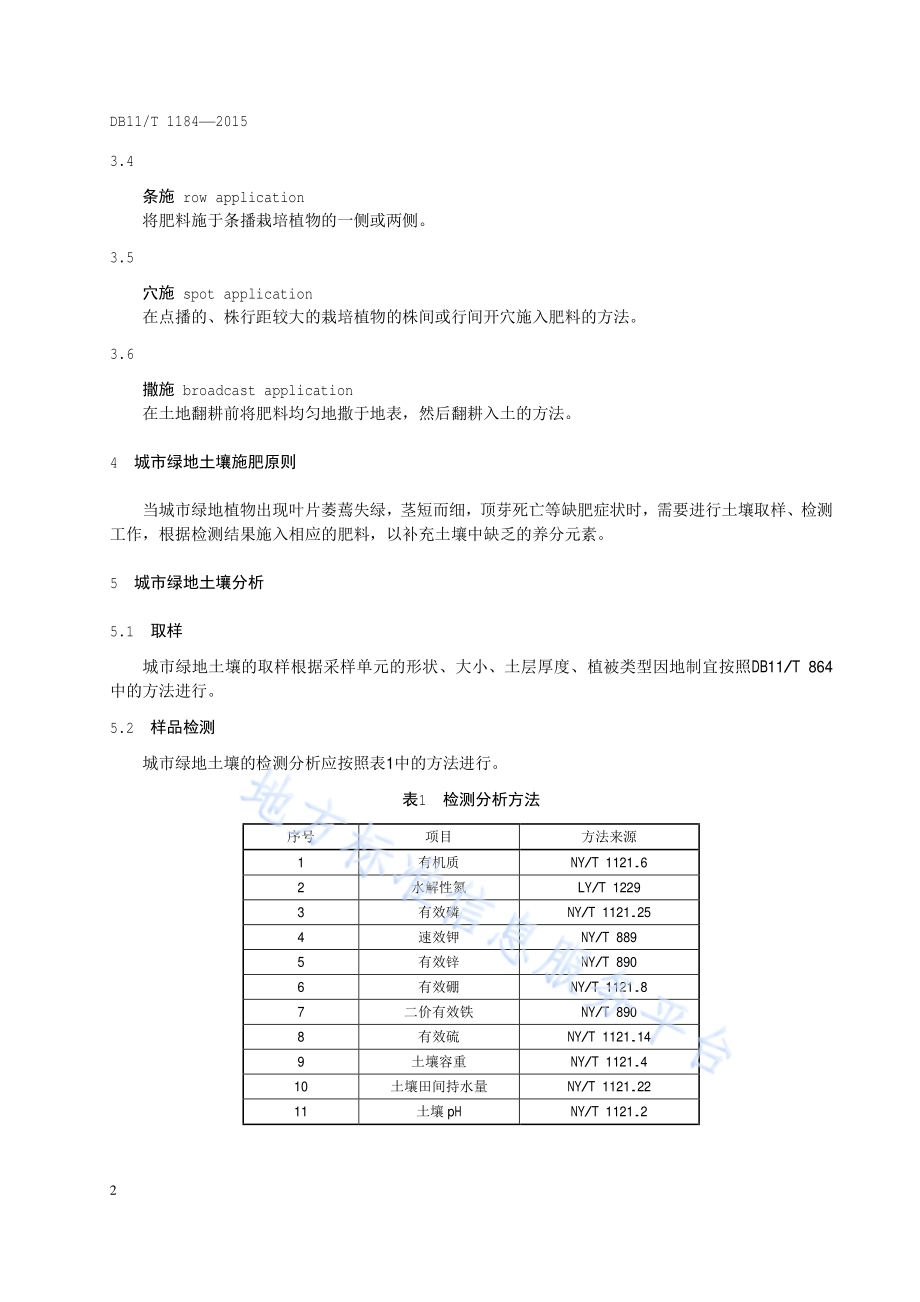 城市绿地土壤施肥技术规程DB11／T 1184-2015.pdf_第5页