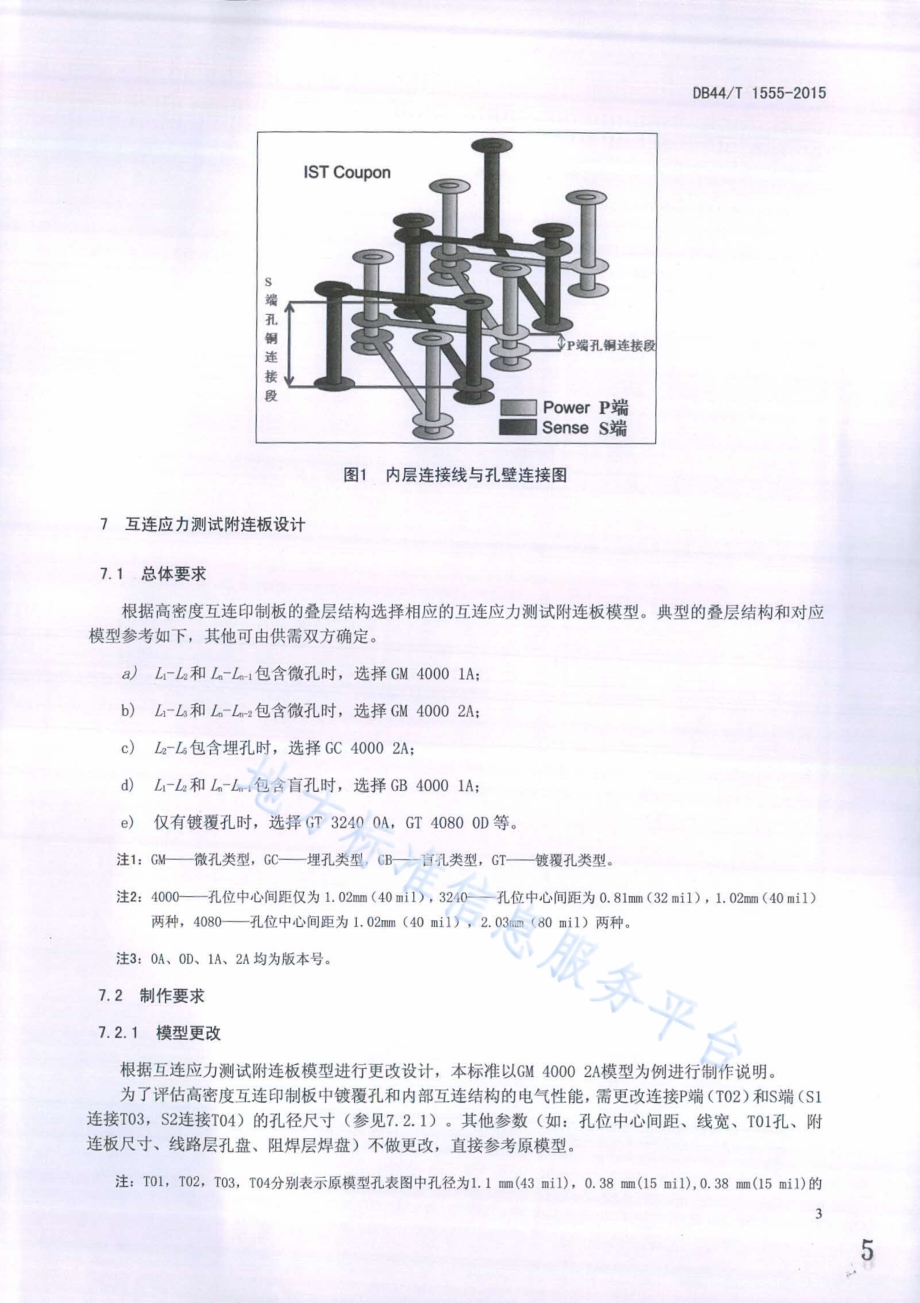 高密度印制电路板的互连应力测试方法DB44／T 1555-2015.pdf_第5页