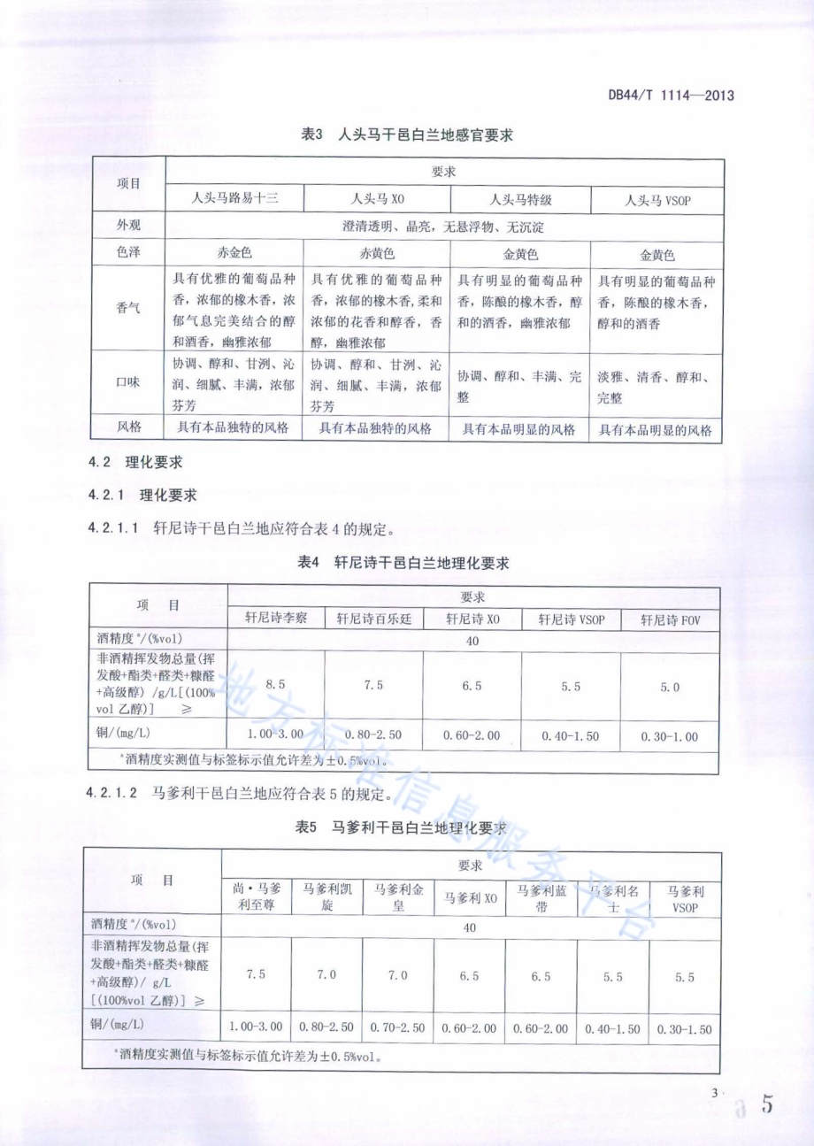 干邑白兰地品质鉴定技术规范DB44／T 1114-2013.pdf_第5页