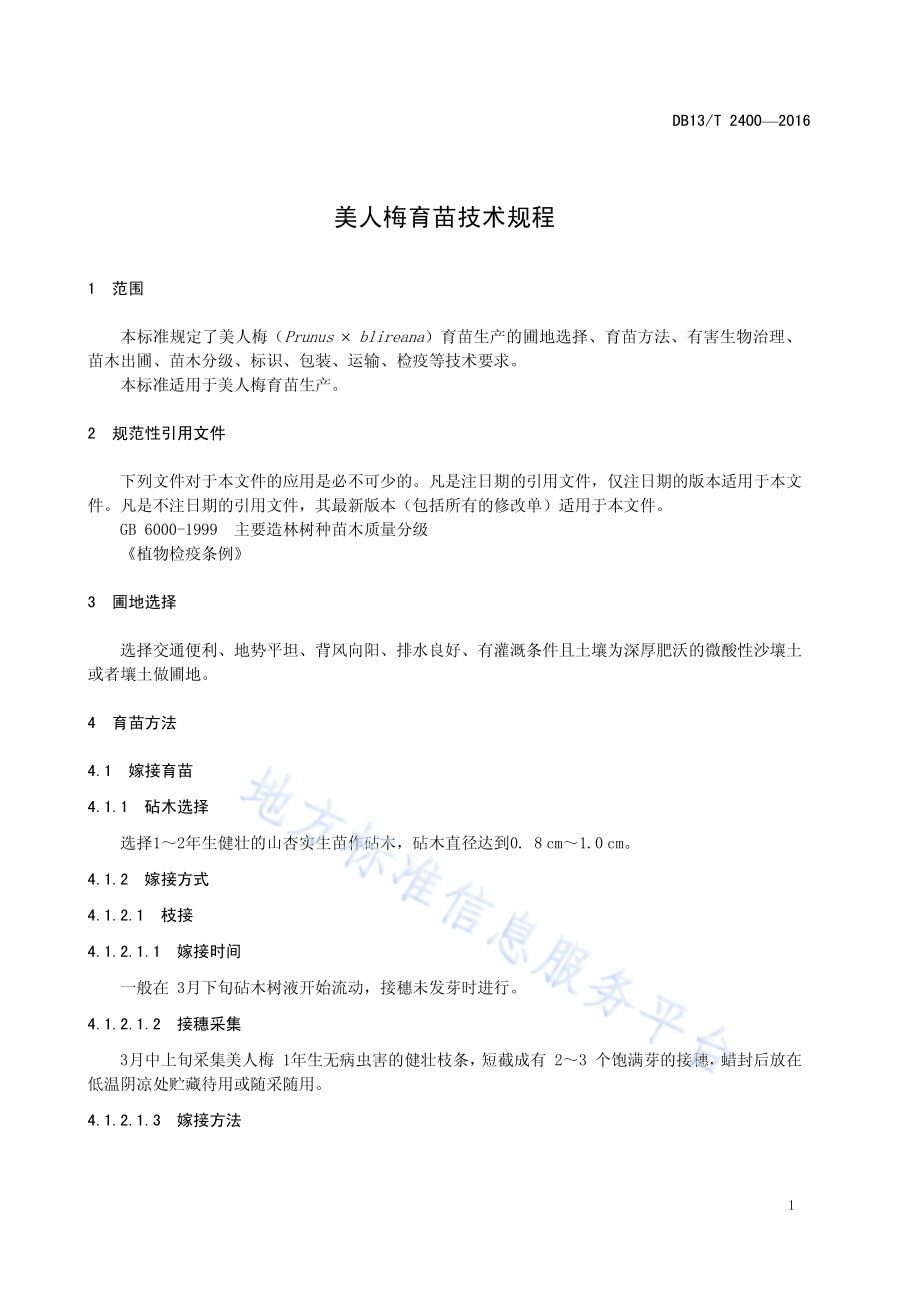 美人梅育苗技术规程DB13／T 2400-2016.pdf_第5页