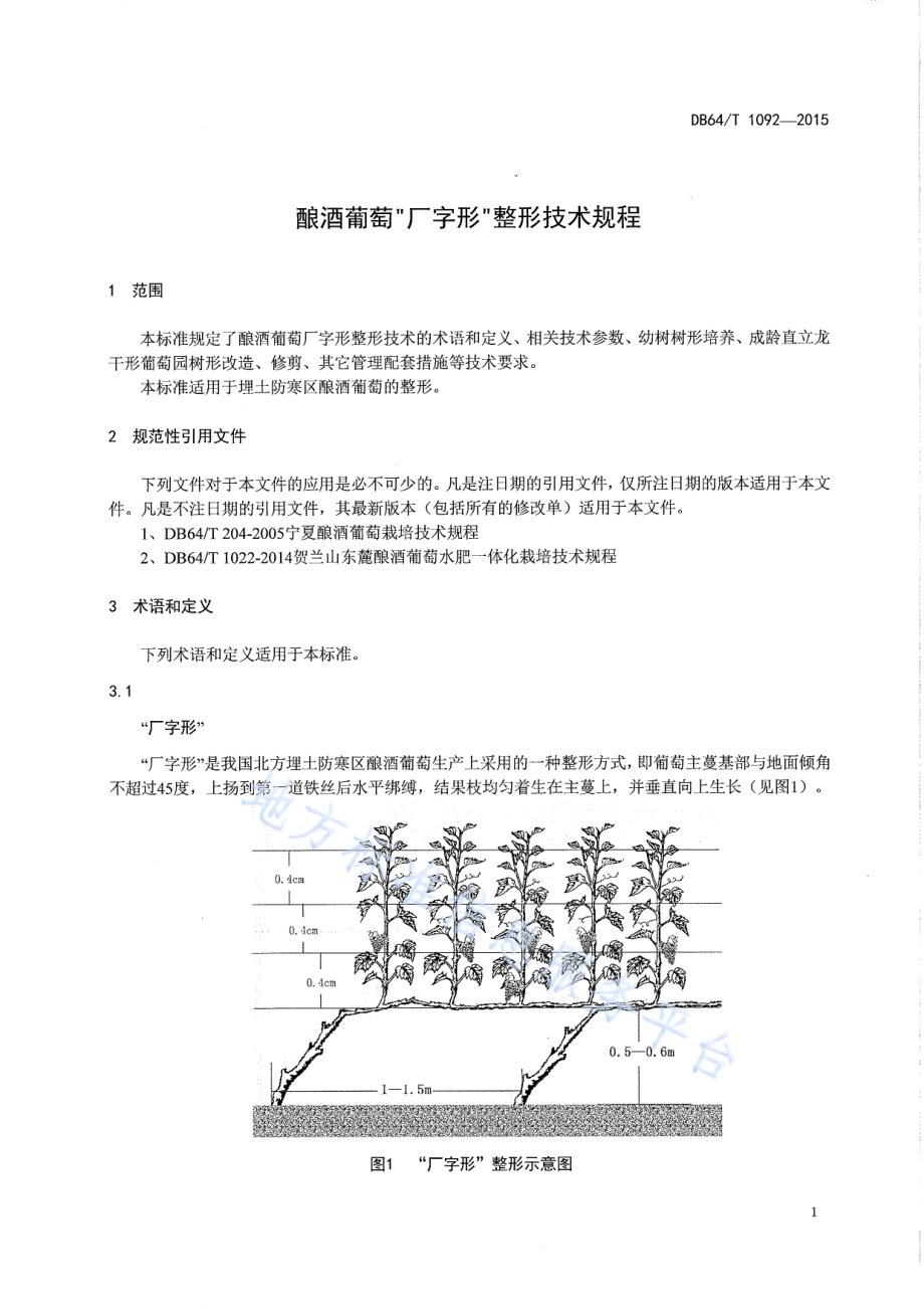 酿酒葡萄厂字形整形技术规程DB64／T 1092-2015.pdf_第3页