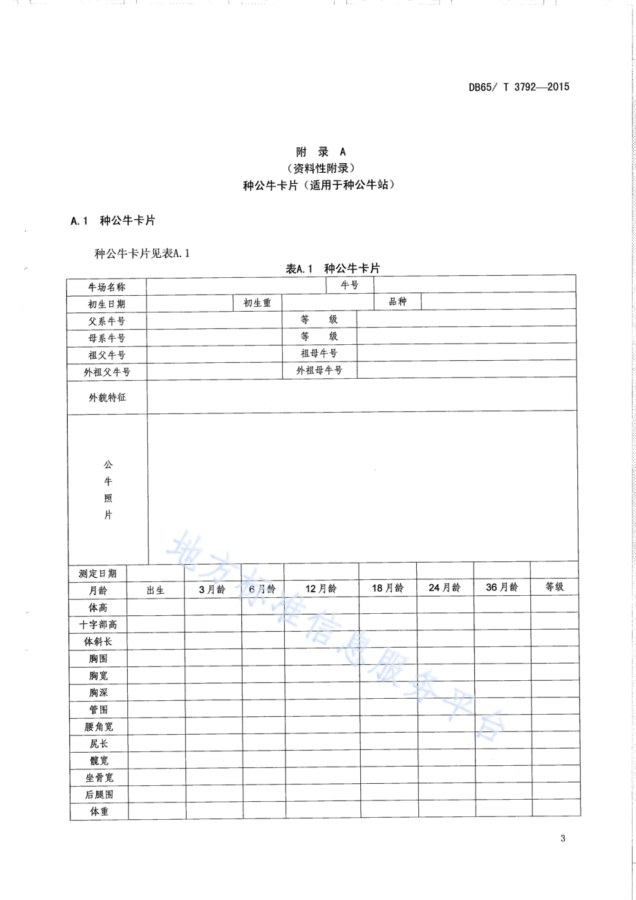 新疆褐牛档案管理技术规范DB65／T 3792-2015.pdf_第5页