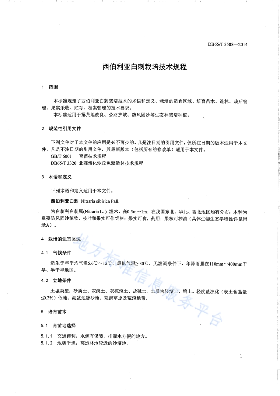 西伯利亚白刺栽培技术规程DB65／T 3588-2014.pdf_第3页