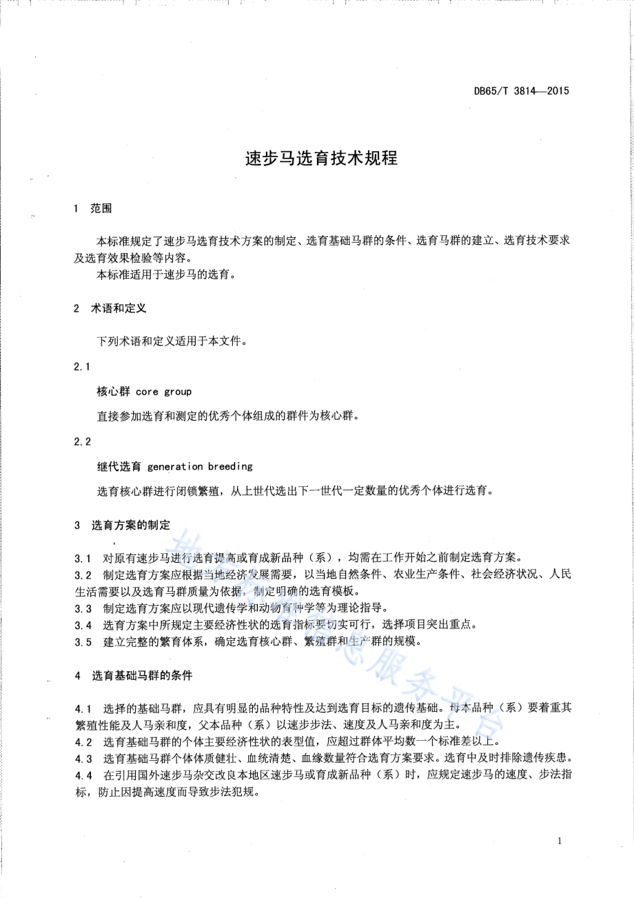 速步马选育技术规程DB65／T 3814-2015.pdf_第3页
