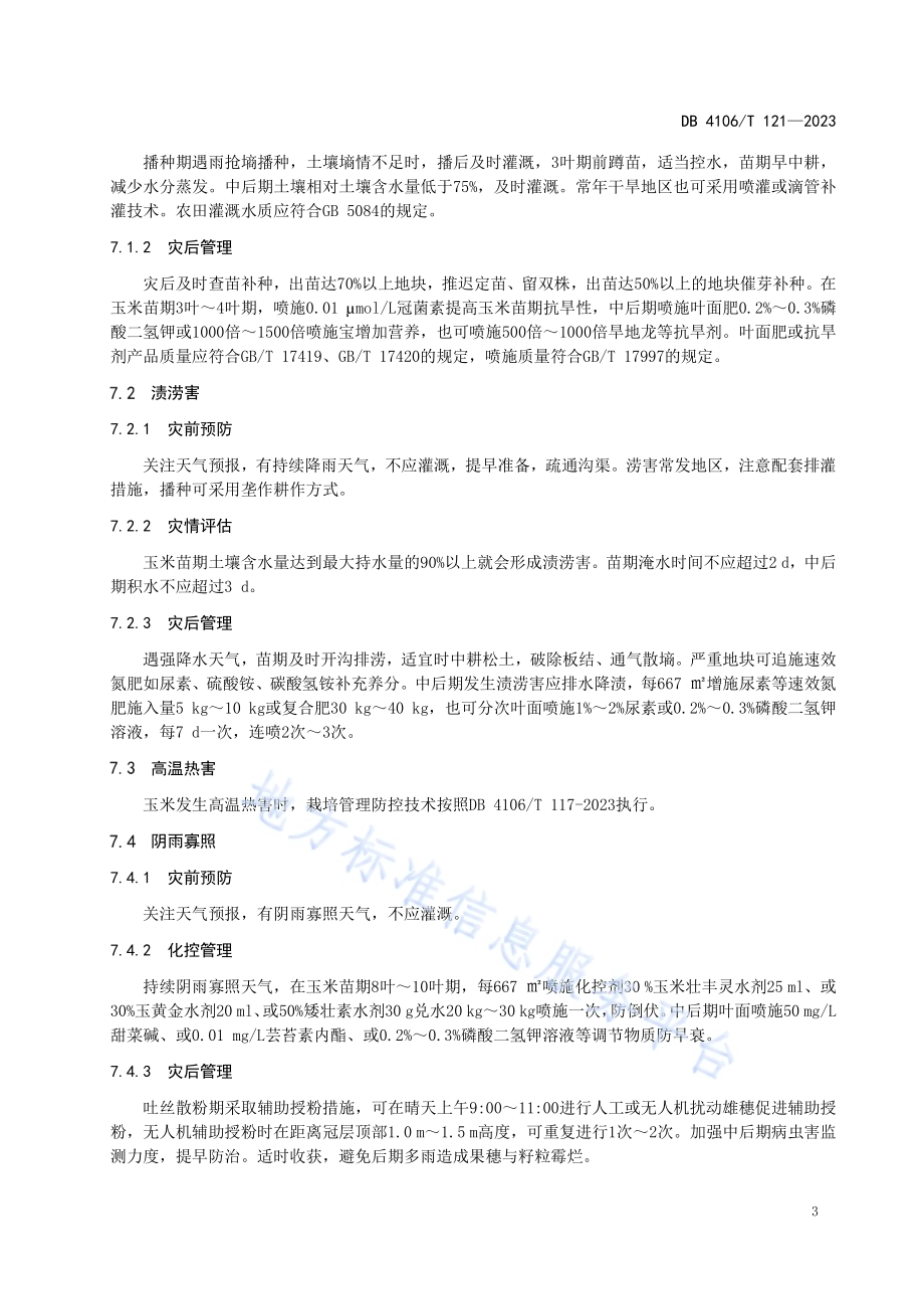 夏玉米抗逆减灾稳产栽培技术规程DB4106／T 121-2023.pdf_第5页