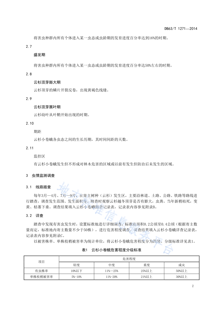 云杉小卷蛾综合防控技术规范DB63／T 1271-2014.pdf_第4页