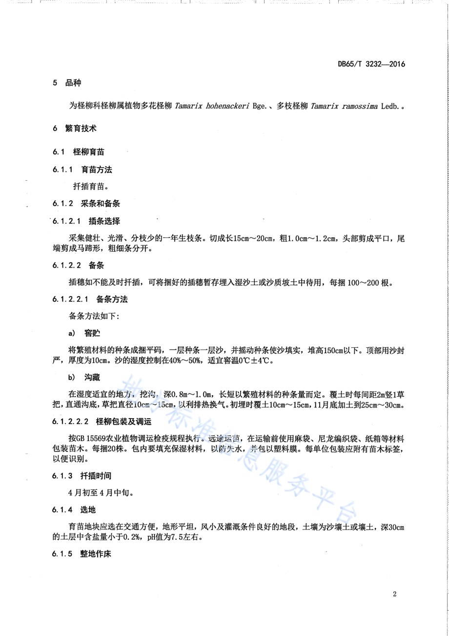 管花肉苁蓉寄主植物-柽柳生产技术规程DB65／T 3232-2016.pdf_第4页