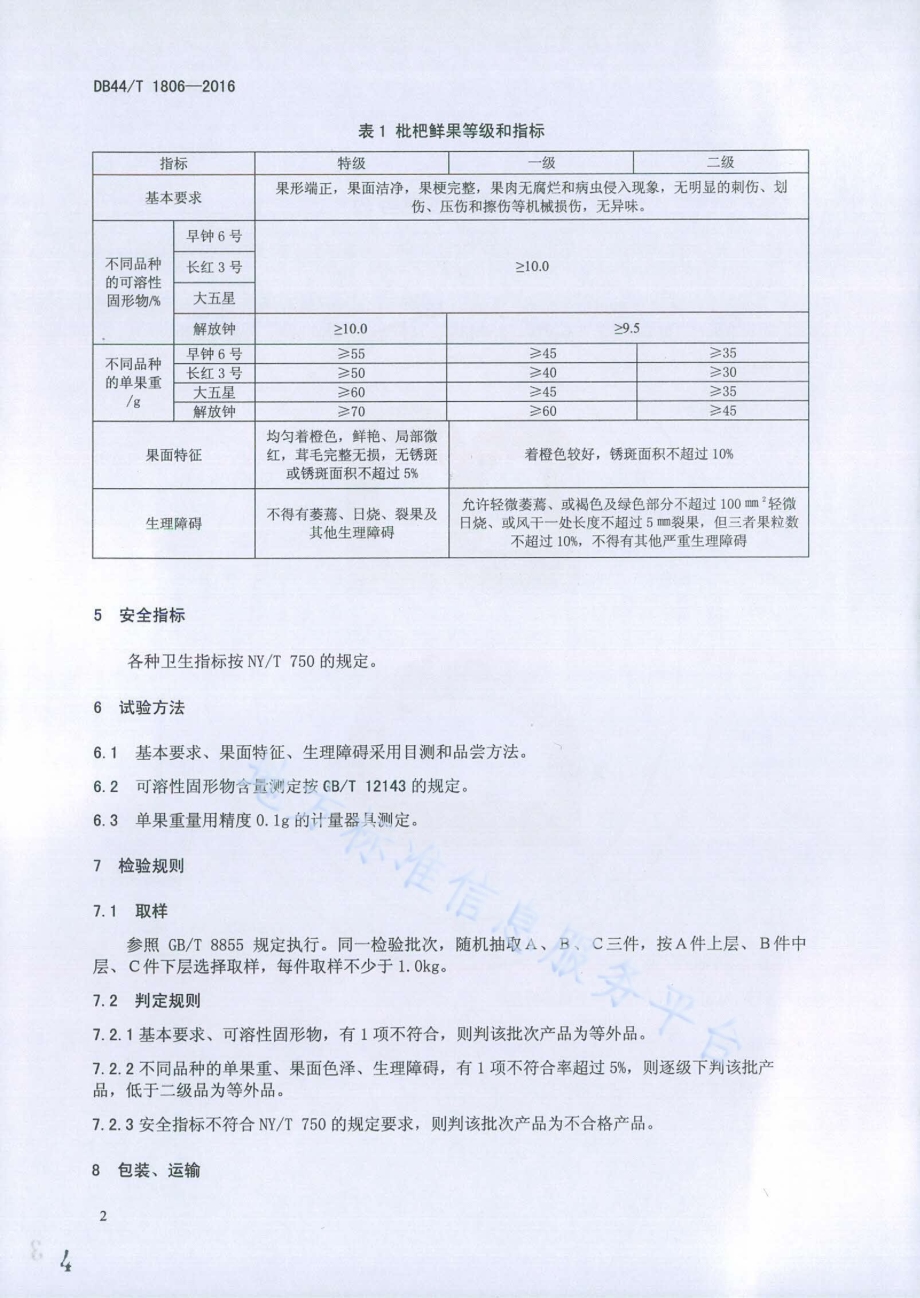 枇杷鲜果质量等级DB44／T 1806-2016.pdf_第4页