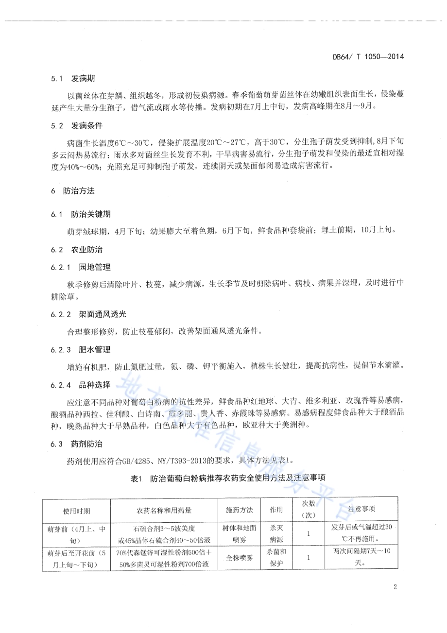 葡萄白粉病防治技术规程DB64／T 1050-2014.pdf_第4页
