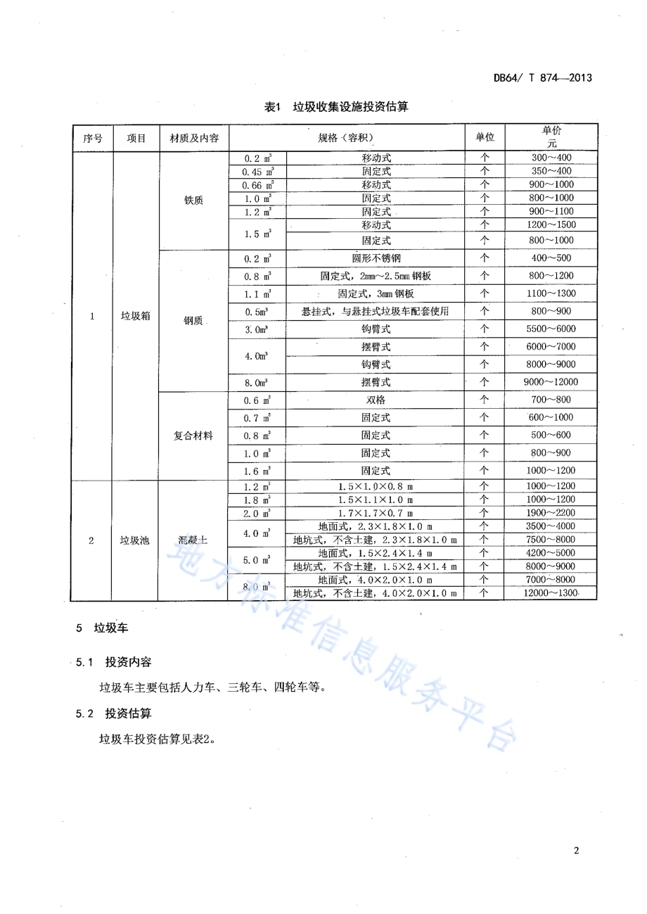 农村生活垃圾处理工程设施投资指南DB64／T 874-2013.pdf_第4页