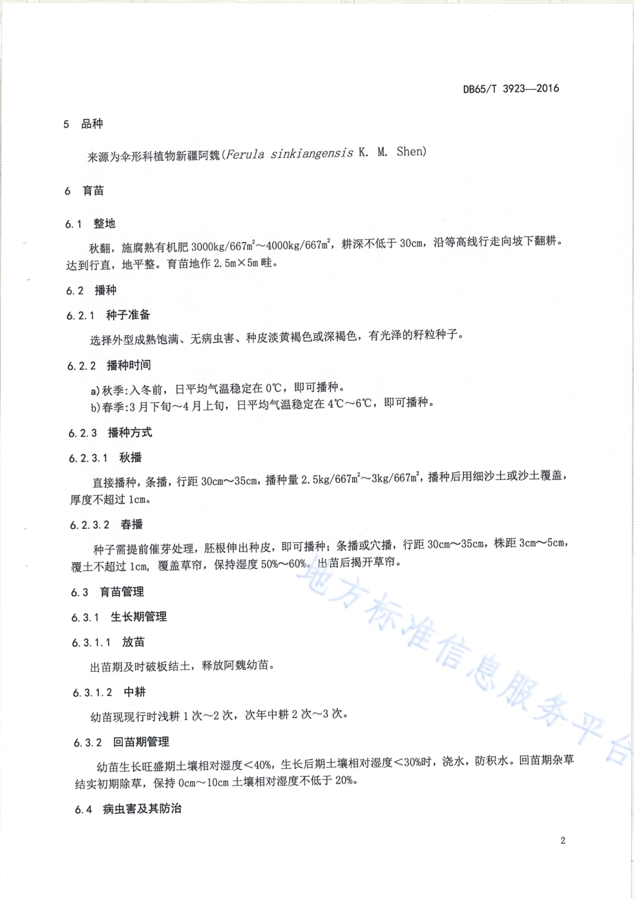新疆阿魏种苗生产技术规程DB65／T 3923-2016.pdf_第4页