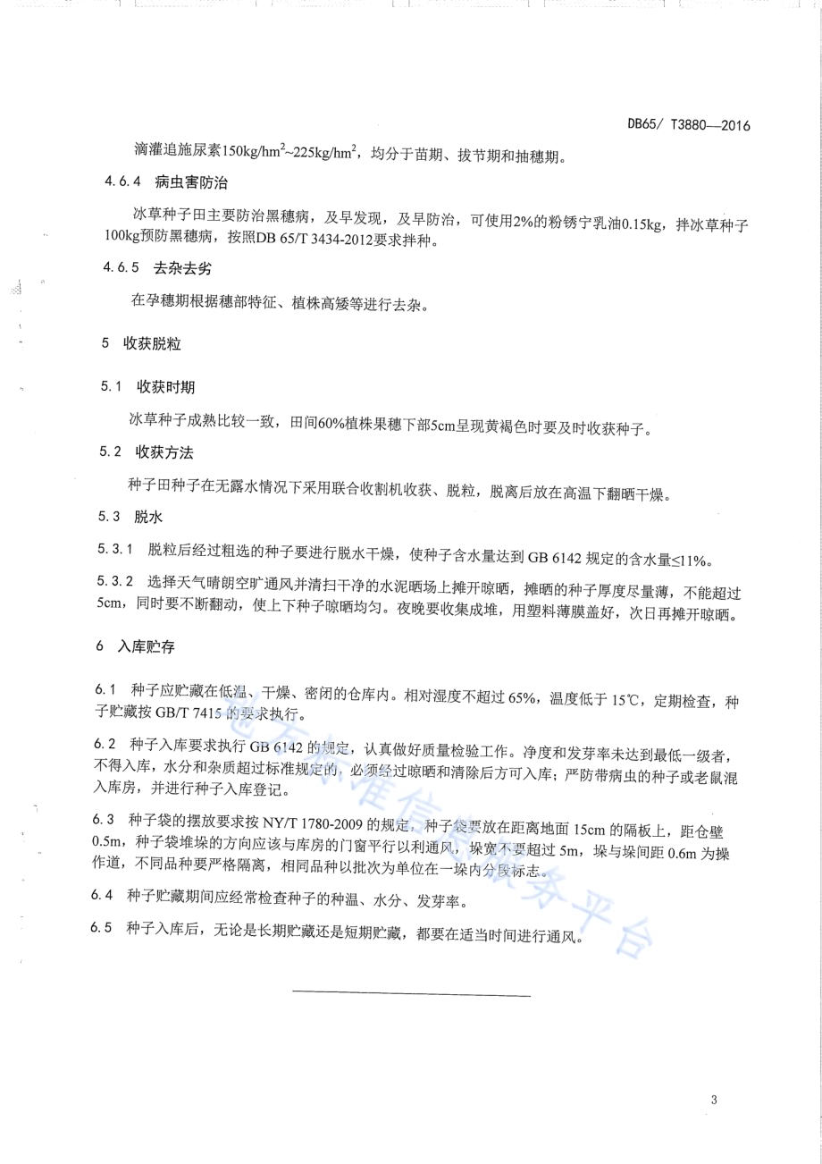 新疆北疆冰草种子生产技术规程DB65／T 3880-2016.pdf_第5页