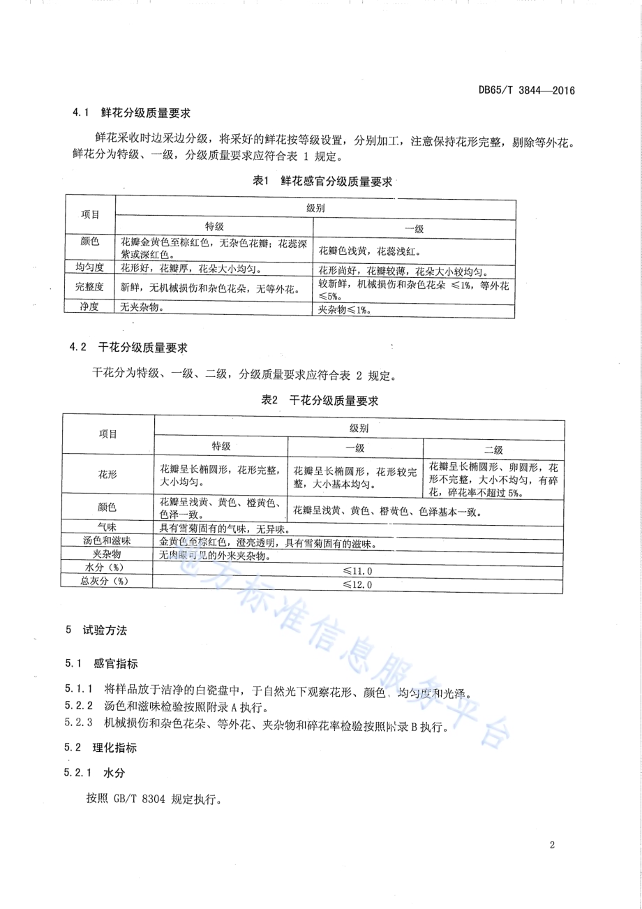 雪菊收购分级质量要求DB65／T 3844-2016.pdf_第4页