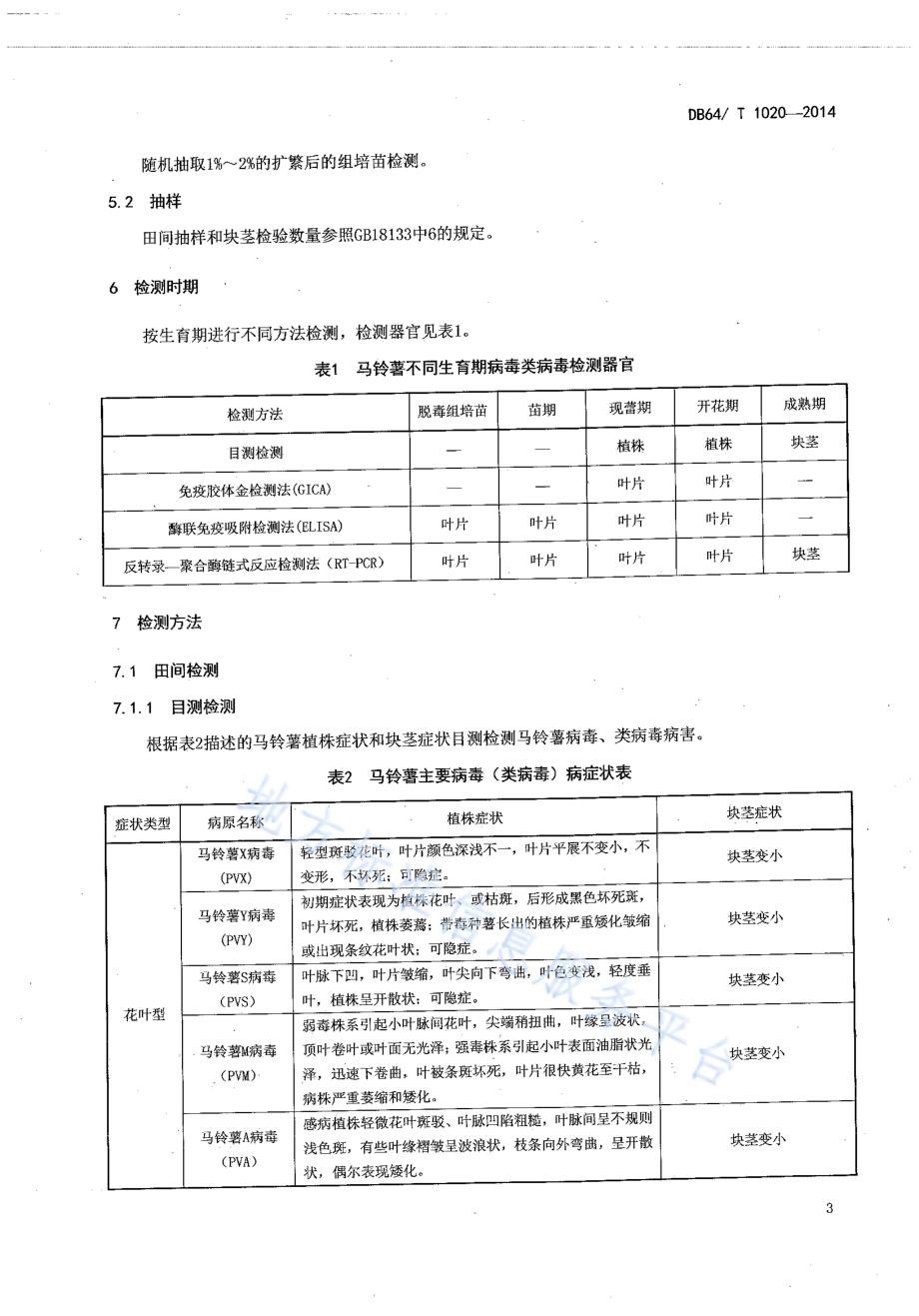 马铃薯脱毒种薯（苗）生育期病毒（类病毒）检测技术规程DB64／T 1020-2014.pdf_第5页