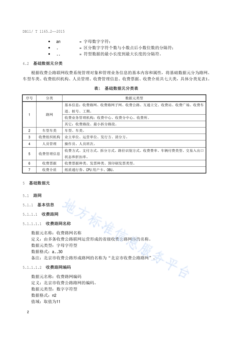 收费公路联网收费系统 第2部分：基础数据元和编码规则DB11／T 1165.2-2015.pdf_第5页