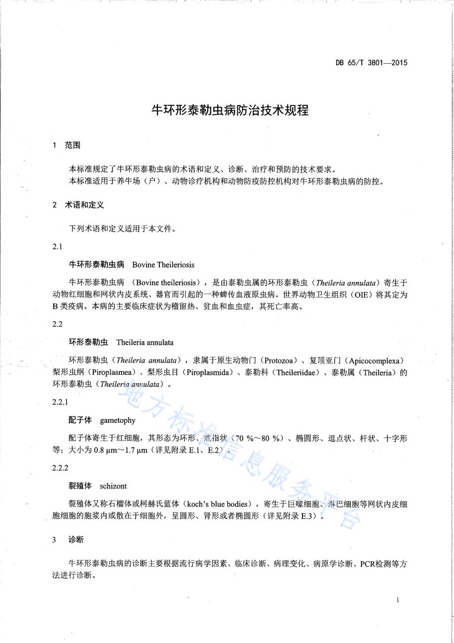 牛环形泰勒虫病防治技术规程DB65／T 3801-2015.pdf_第3页