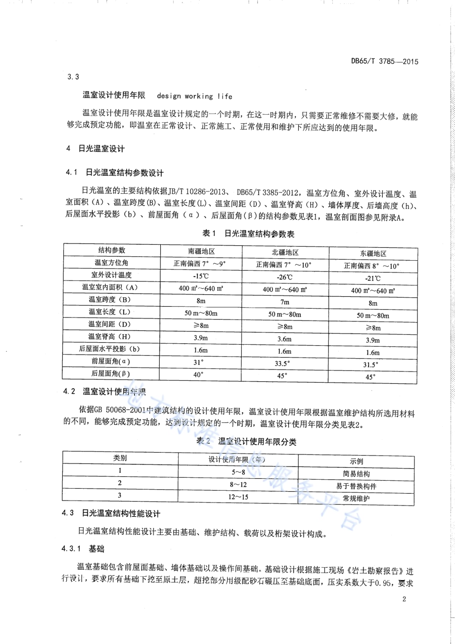 新疆非耕地（沙漠地区）节能日光温室设计及建造规程DB65／T 3785-2015.pdf_第4页