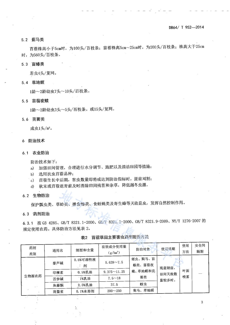 苜蓿主要害虫防治技术规程DB64／T 952-2014.pdf_第4页