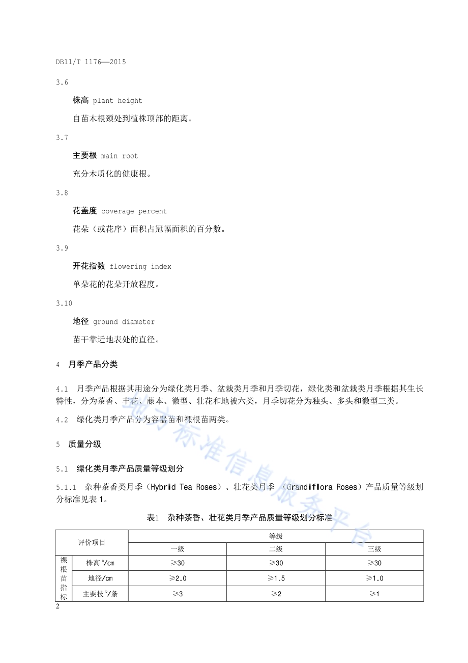 花卉产品等级 月季DB11／T 1176-2015.pdf_第5页