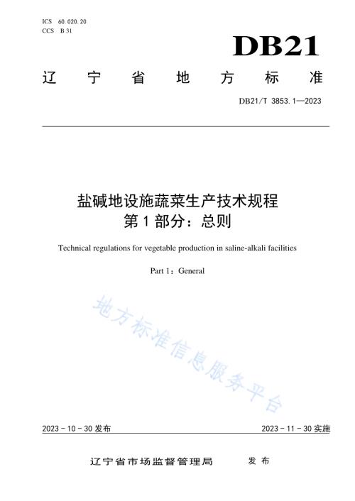 盐碱地设施蔬菜生产技术规程 第1部分：总则DB21／T 3853.1-2023.pdf