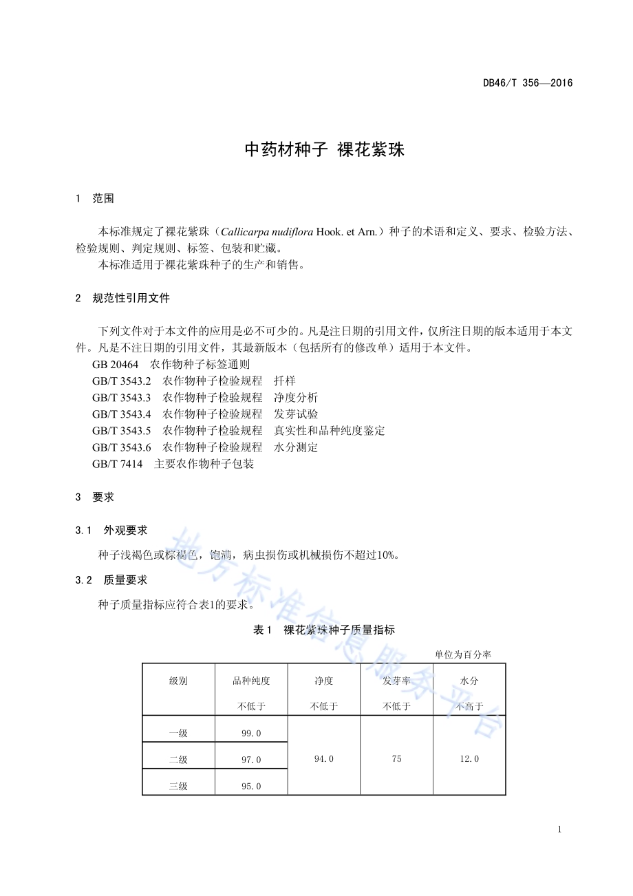 中药材种子 裸花紫珠DB46／T 356-2016.pdf_第3页