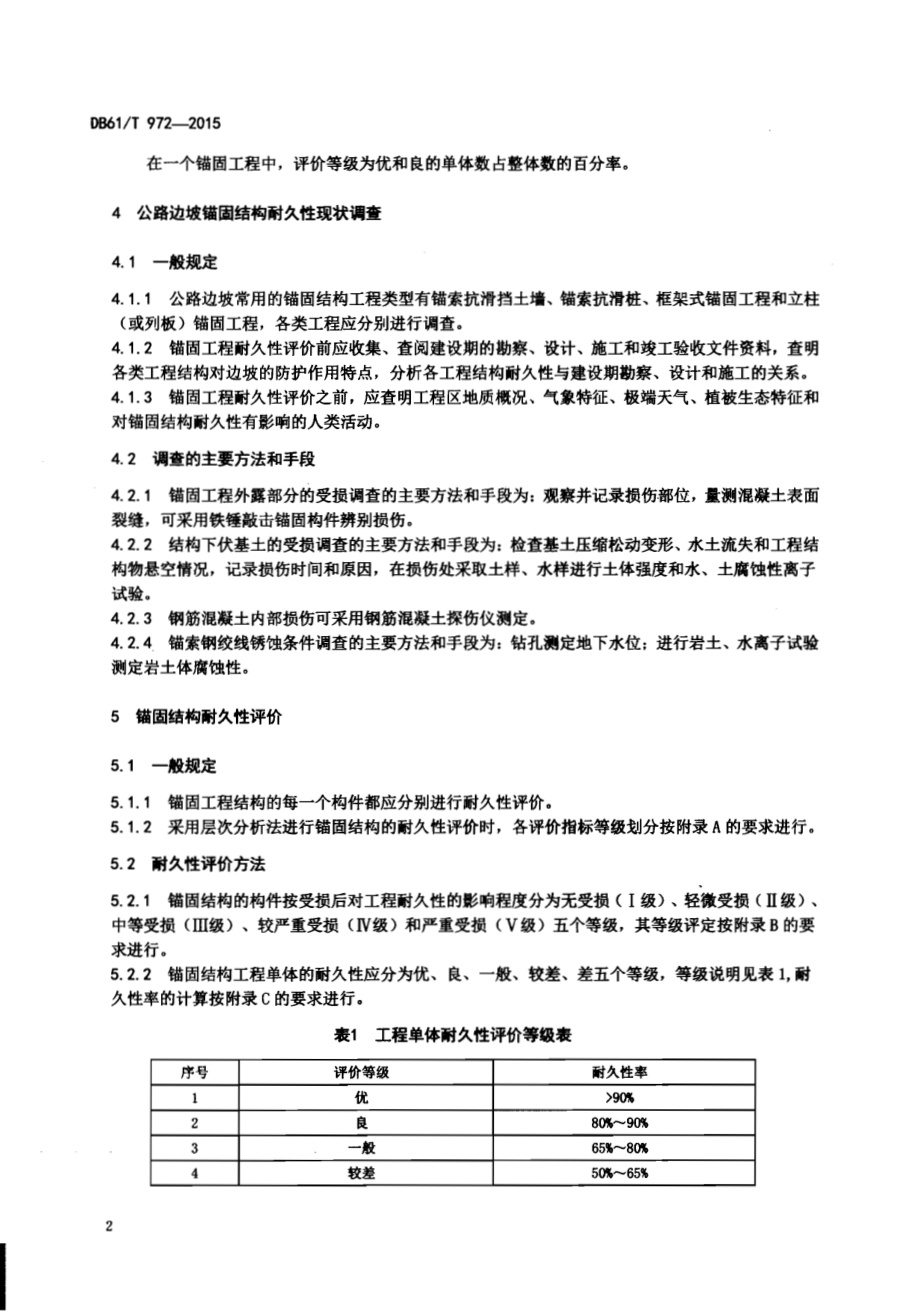 公路边坡锚固工程耐久性评价与维护技术规程DB61／T 972-2015.pdf_第4页