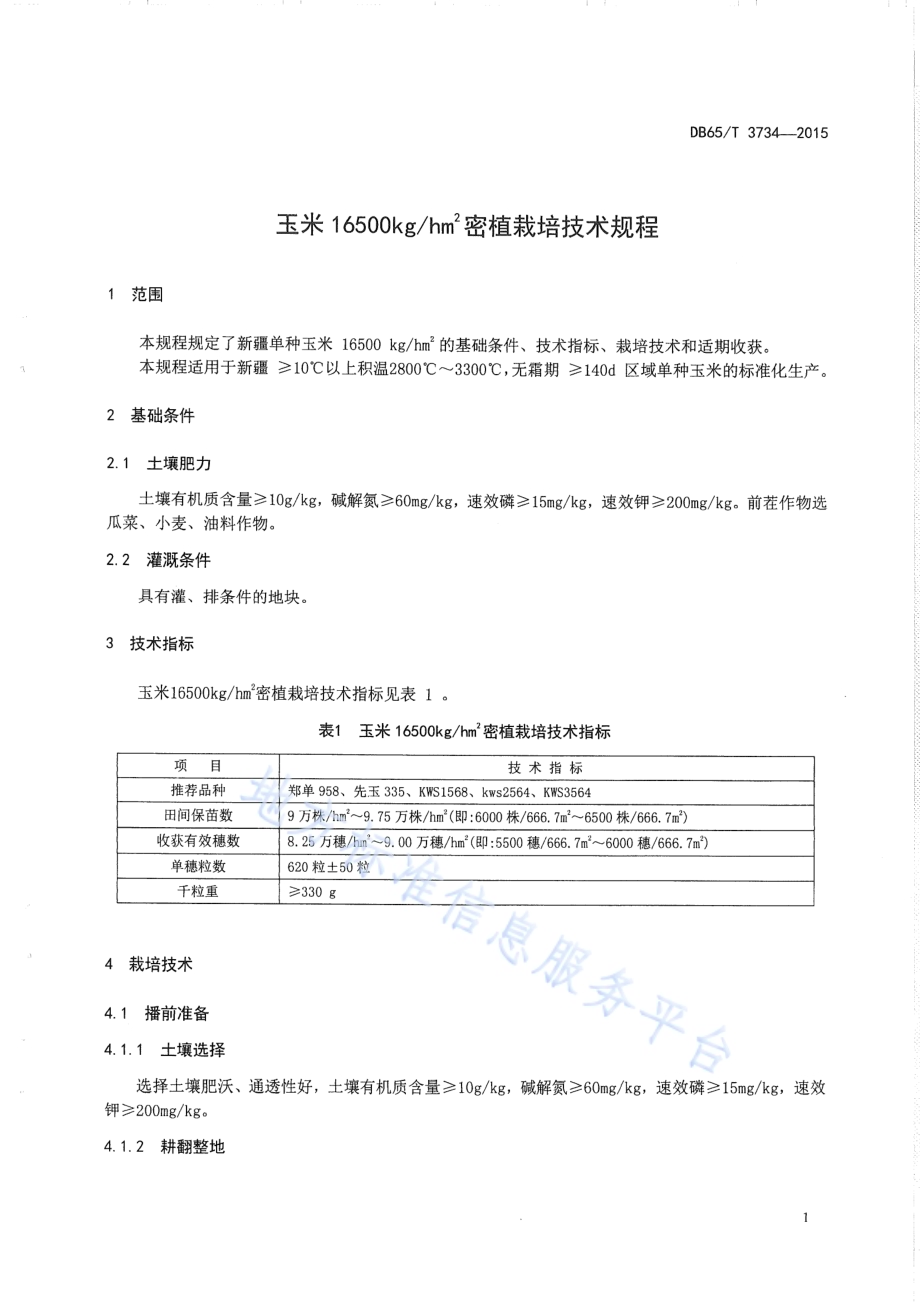 玉米16500kgh㎡ 密植栽培技术规程DB65／T 3734-2015.pdf_第3页