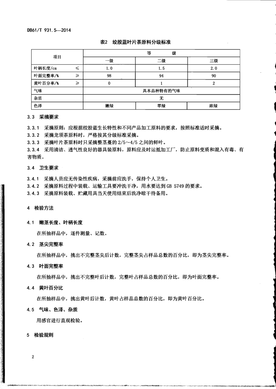 绞股蓝茶采摘技术规范DB61／T 931.5-2014.pdf_第4页