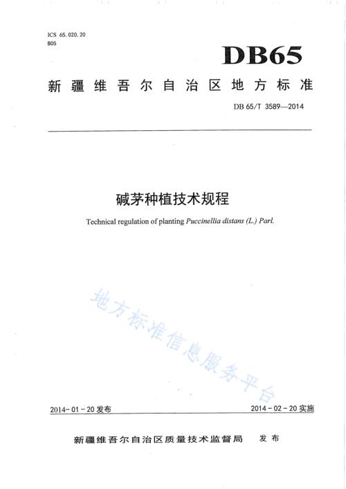 碱茅种植技术规程DB65／T 3589-2014.pdf