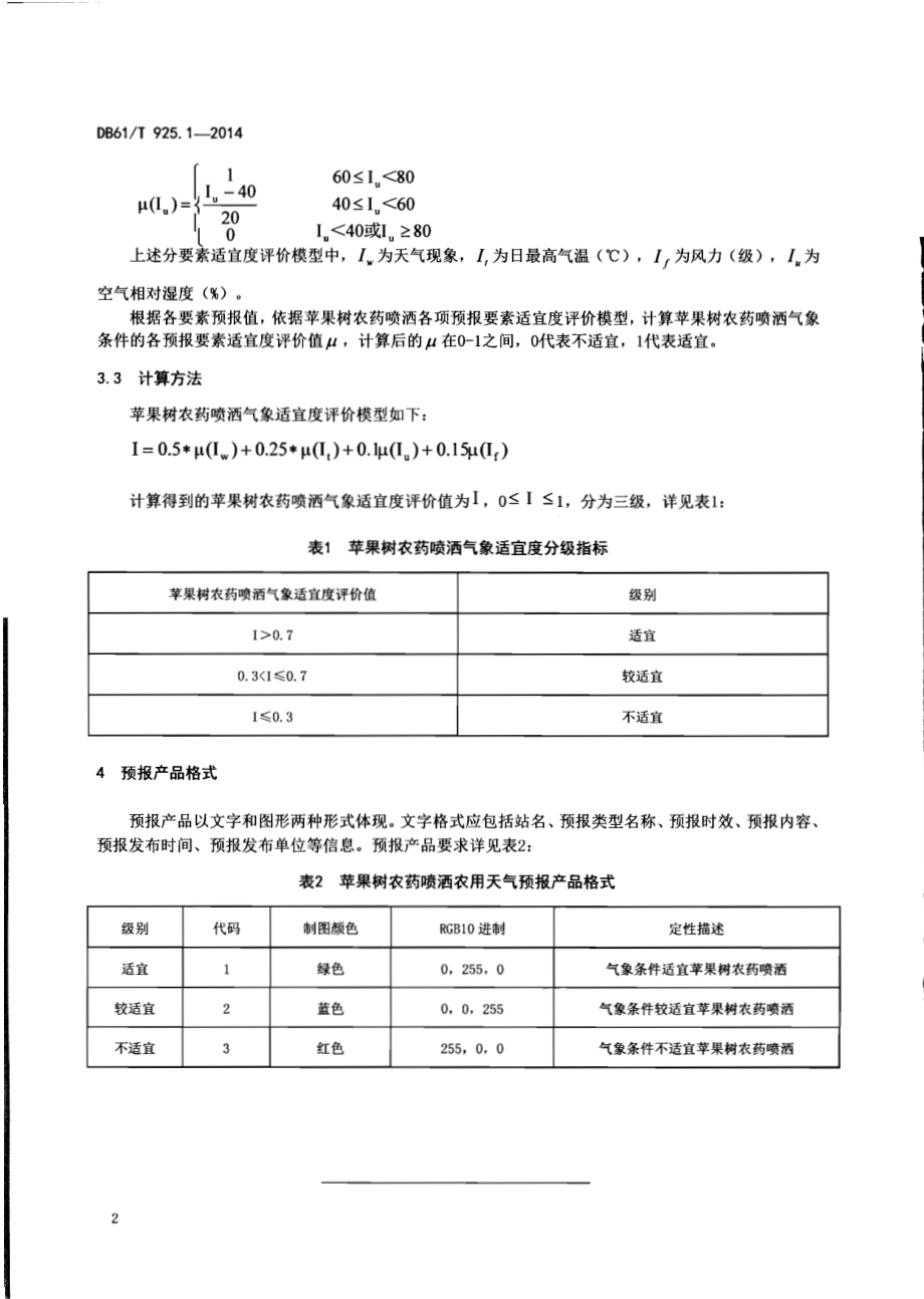 农用天气预报第1部分：苹果树农药喷洒DB61／T 925.1-2014.pdf_第3页
