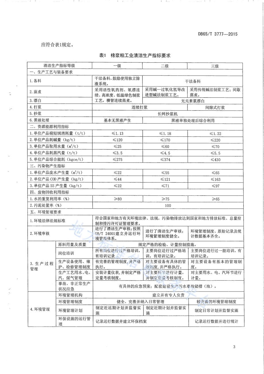 清洁生产标准 棉浆粕工业DB65／T 3777-2015.pdf_第5页