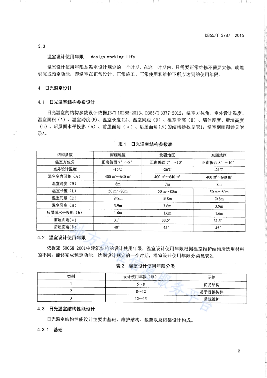 新疆非耕地（戈壁地区）节能日光温室设计及建造规程DB65／T 3787-2015.pdf_第4页