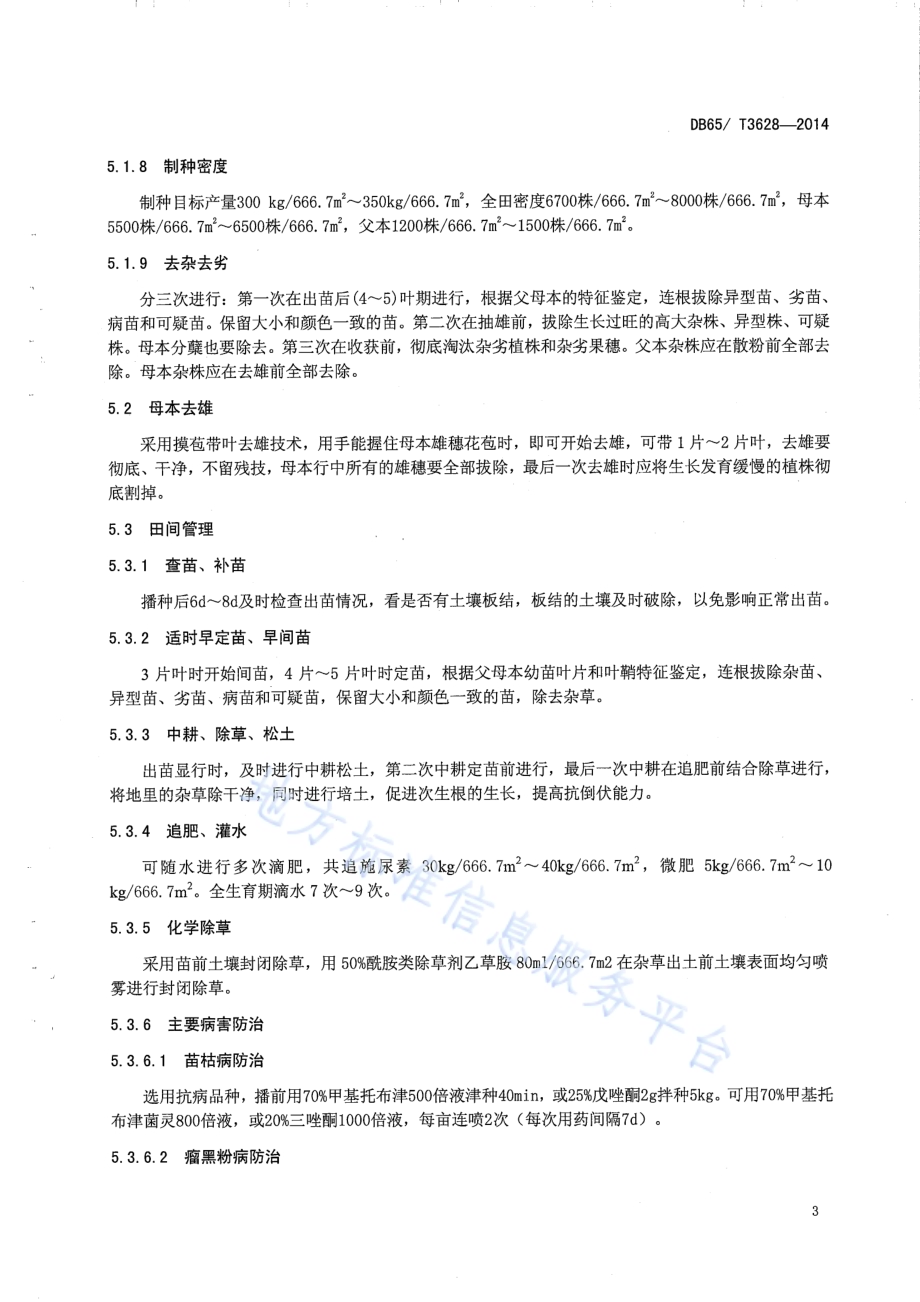 早熟玉米新玉35号杂交制种技术规程DB65／T 3628-2014.pdf_第5页