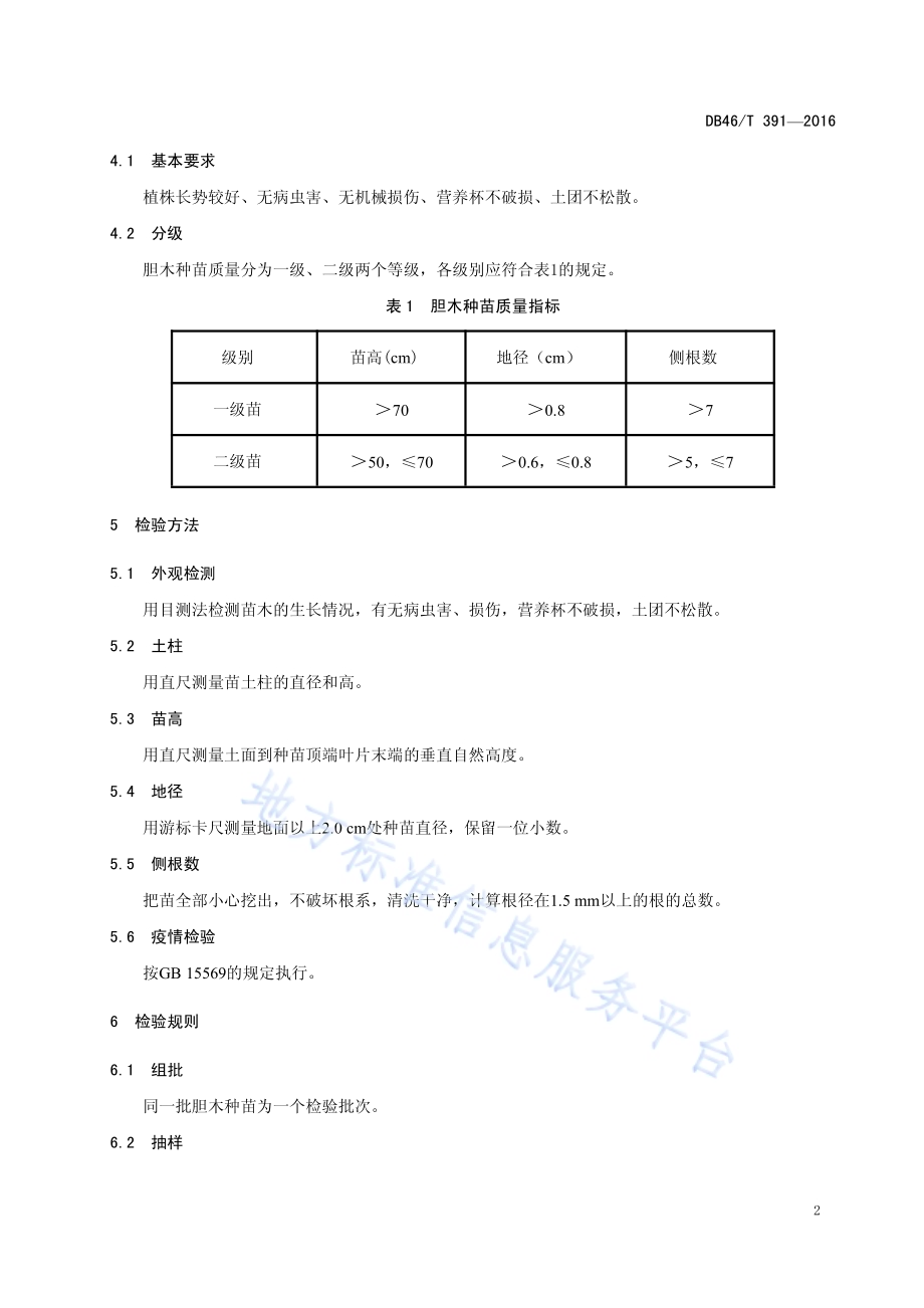 中药材种苗 胆木扦插苗DB46／T 391-2016.pdf_第4页