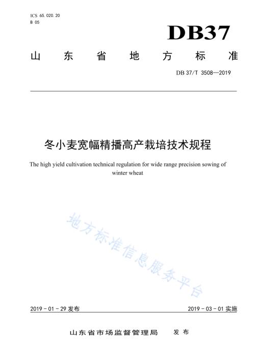 冬小麦宽幅精播高产栽培技术规程DB37／T 3508-2019.pdf
