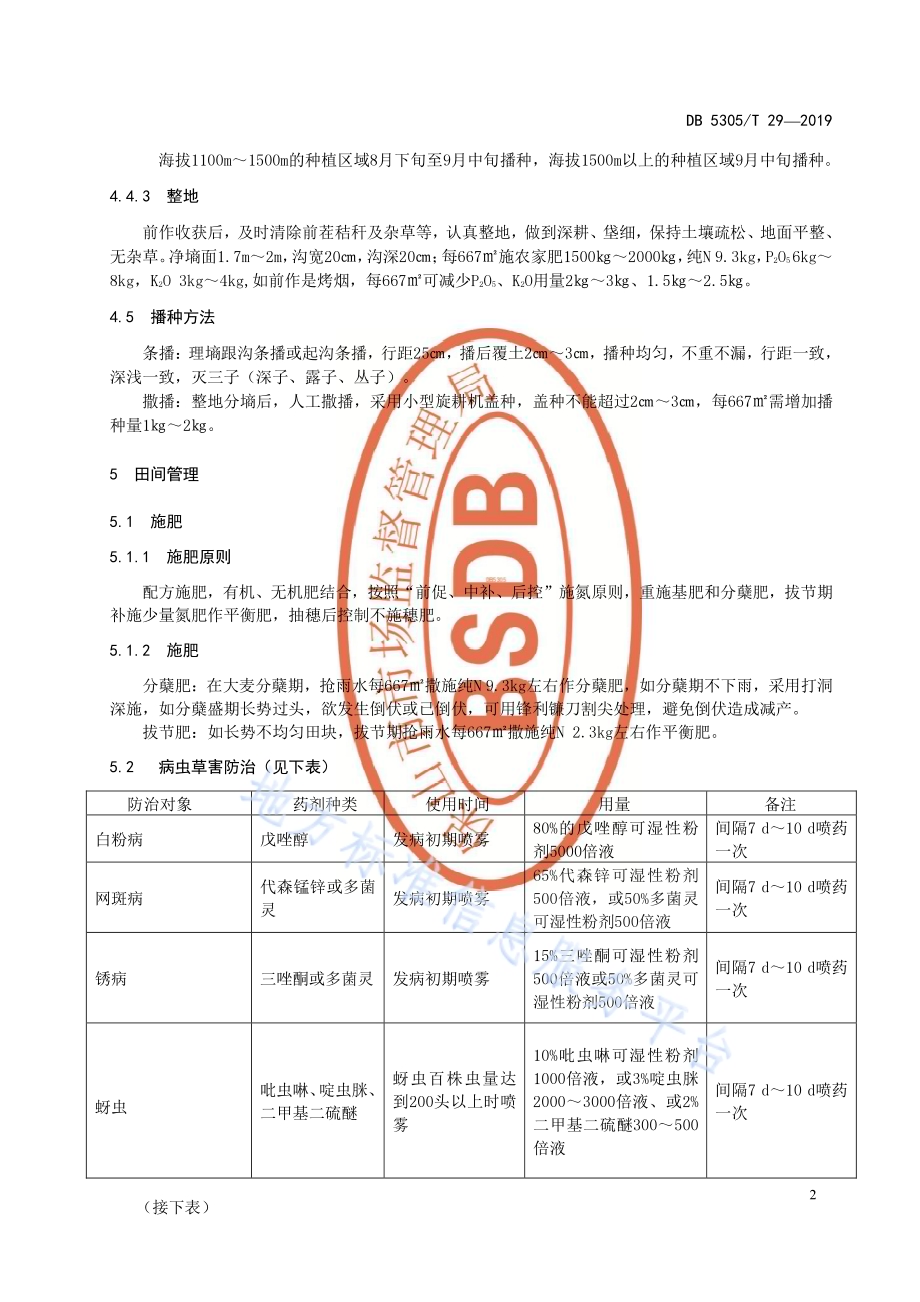 保山市早秋大麦丰产栽培技术规程DB5305／T 29-2019.pdf_第4页