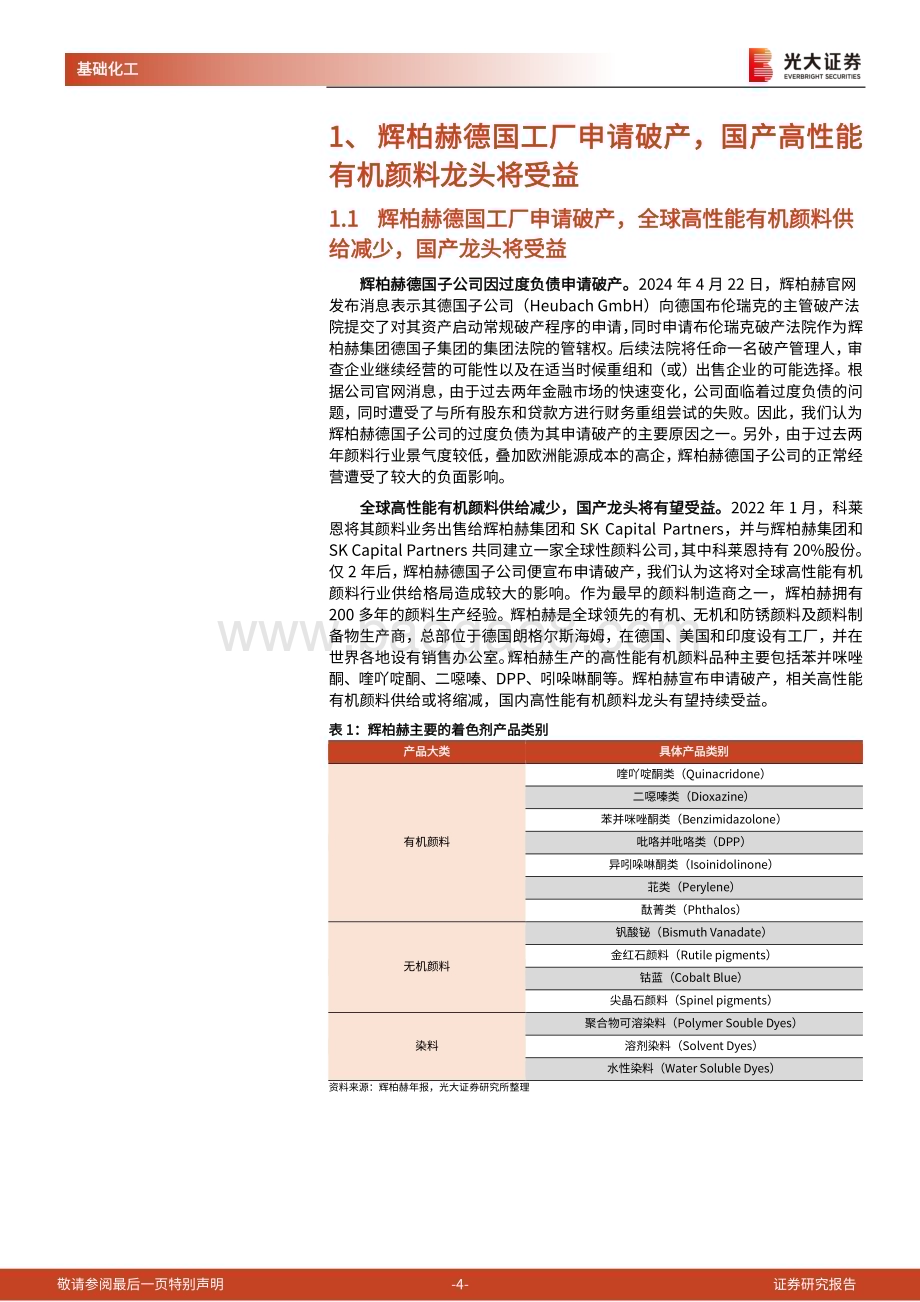 20240514_光大证券_有机颜料行业：颜料行业巨变后主要受益品种和企业几何？_15页.pdf_第4页