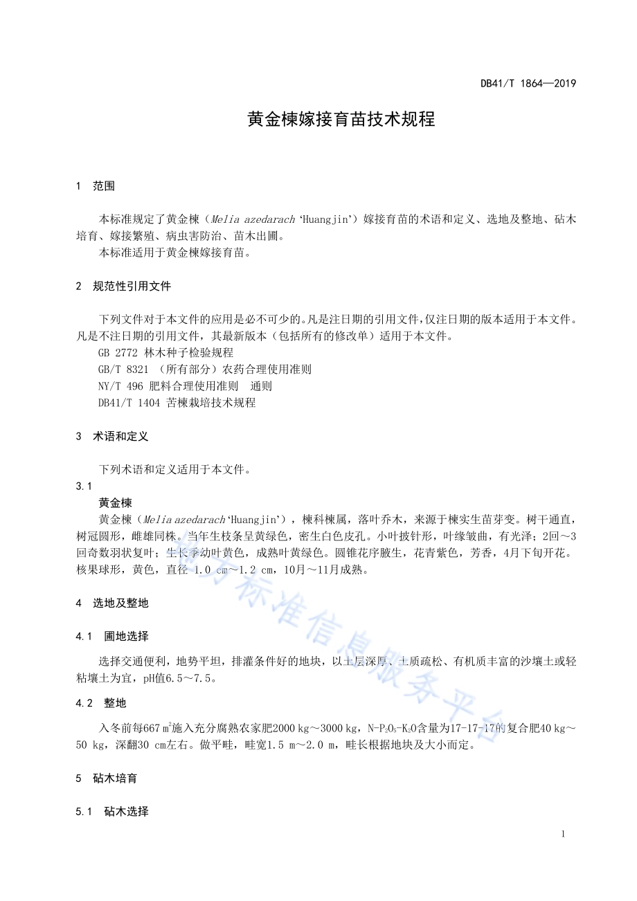 黄金楝嫁接育苗技术规程DB41／T 1864-2019.pdf_第5页