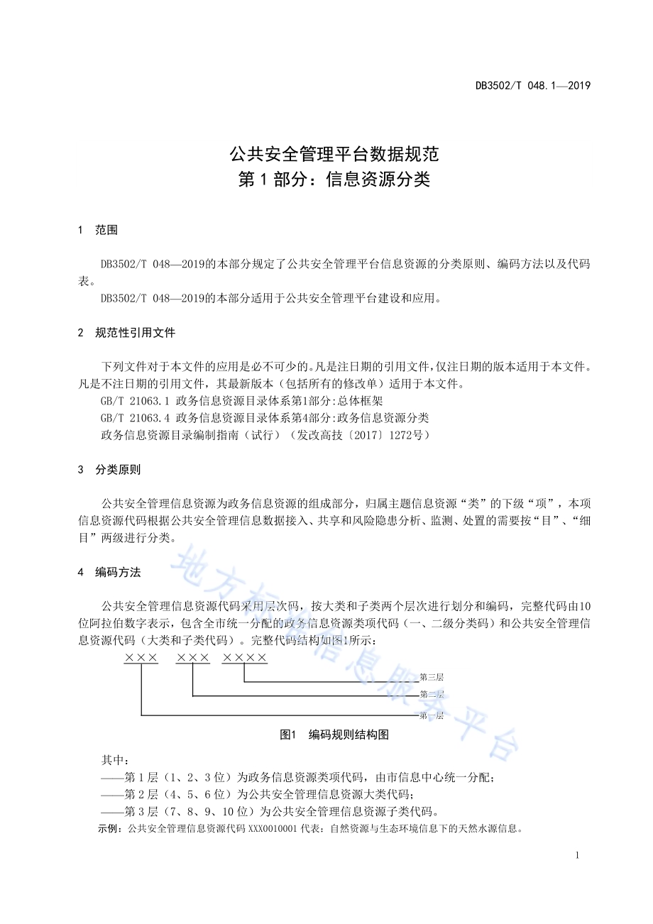 公共安全管理平台数据规范 第1部分：信息资源分类DB3502T 048.1—2019.pdf_第5页