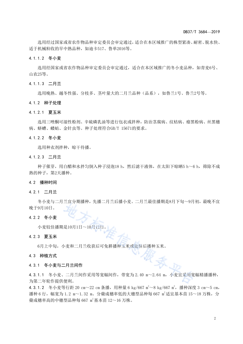 轻度盐碱地夏玉米-冬小麦与二月兰间作复种技术规程DB37／T 3684-2019.pdf_第4页