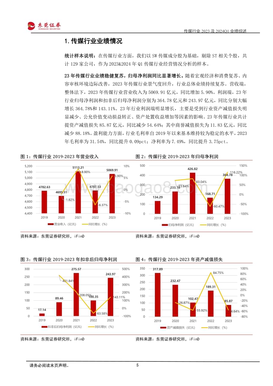 20240510_东莞证券_传媒行业2023及2024年Q1业绩综述：24Q1子板块表现分化期待全年整体复苏_33页.pdf_第5页
